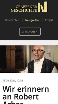 Screenshot Graberner GeschichteN news on mobile device